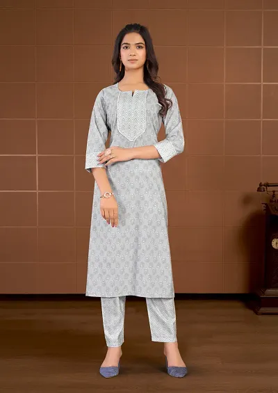 Stylish Rayon Embroidered Kurta Bottom Set