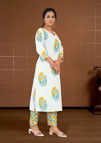 Stylish White Cotton Blend Kurta Bottom Set For Women-thumb2