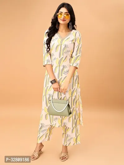 Stylish Yellow Cotton Blend Kurta Bottom Set For Women-thumb5