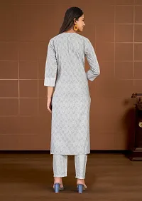 Stylish Grey Cotton Blend Kurta Bottom Set For Women-thumb1