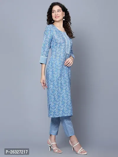 Stylish Cotton Blue Kurta Bottom Set For Women-thumb4