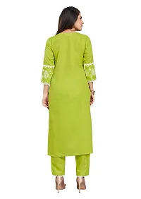 Fabrilon A-Line Lime Green Solid Kurta , Dupatta  Bottom Set-thumb1