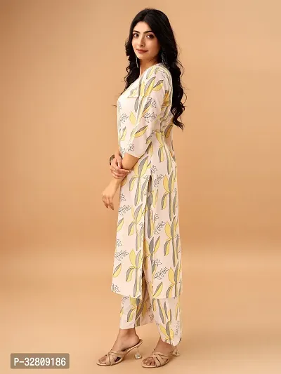 Stylish Yellow Cotton Blend Kurta Bottom Set For Women-thumb2