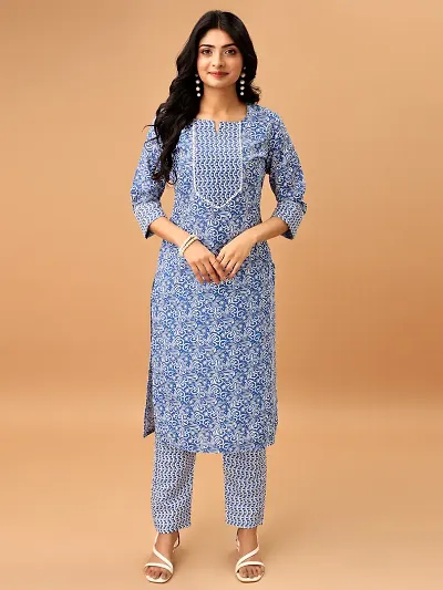 Stylish Cotton Blend Kurta Bottom Set For Women