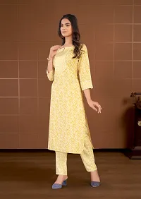 Stylish Yellow Cotton Blend Kurta Bottom Set For Women-thumb4