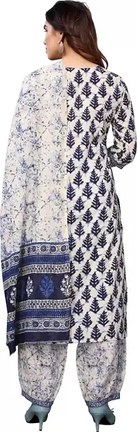 Fabrilon A-Line White Tree Solid Kurta , Dupatta  Bottom Set-thumb1