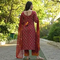 Fabrilon A-Line Red Tree Solid Kurta , Dupatta  Bottom Set-thumb3