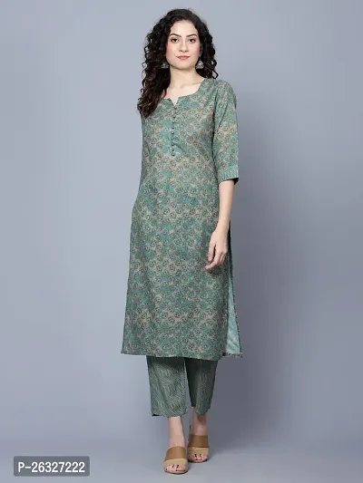 Stylish Cotton Green Kurta Bottom Set For Women-thumb3