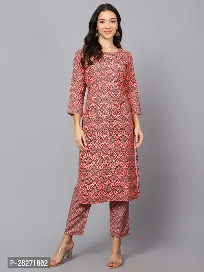 A-Line Red Printed Rayon Kurta Bottom-thumb0