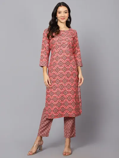 Stylish Rayon Slub Floral Printed A-Line Kurtis Bottom Set