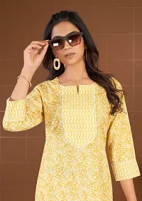 Stylish Yellow Cotton Blend Kurta Bottom Set For Women-thumb3