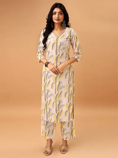 Stylish Cotton Blend Kurta Bottom Set For Women