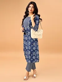 Stylish Blue Cotton Blend Kurta Bottom Set For Women-thumb4