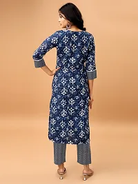 Stylish Blue Cotton Blend Kurta Bottom Set For Women-thumb2