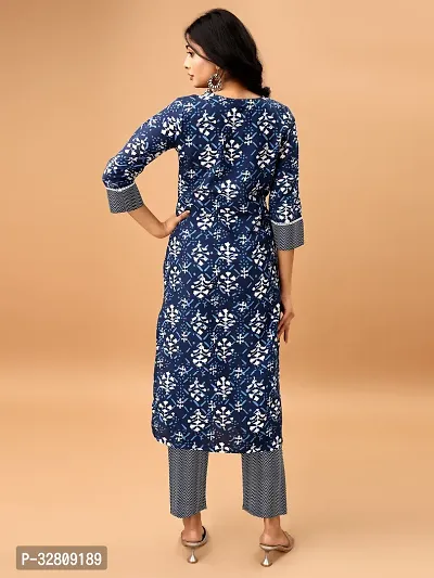 Stylish Blue Cotton Blend Kurta Bottom Set For Women-thumb3