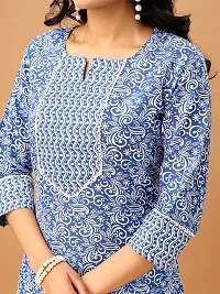 Stylish Blue Cotton Blend Kurta Bottom Set For Women-thumb3