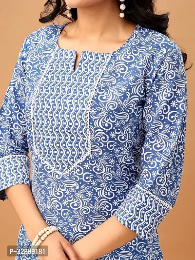 Stylish Blue Cotton Blend Kurta Bottom Set For Women-thumb4