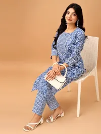 Stylish Blue Cotton Blend Kurta Bottom Set For Women-thumb4