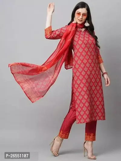 Classic Rayon Printed Kurta, Bottom and Dupatta Set for Women-thumb5