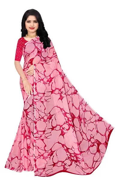Classic Georgette Printed Sarees with Blouse piece