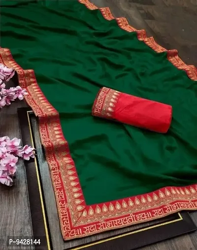 Saubhagyavati Vichitra Silk Jacquard Lace Border Sarees with Blouse Piece-thumb0