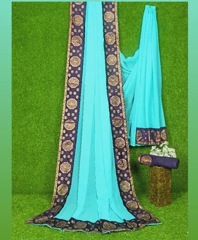 Attractive Georgette Saree with Blouse piece