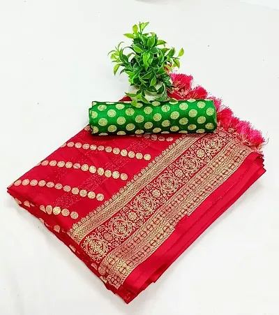 Georgette Zari Woven Sarees with Contrast Blouse piece