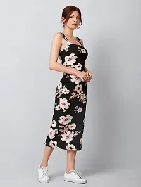 Attire Empire women Bodycon Flower Printed Black  Dress-thumb2