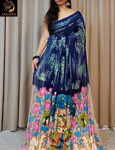 Fancy Silk Saree With Blouse Piece For Women