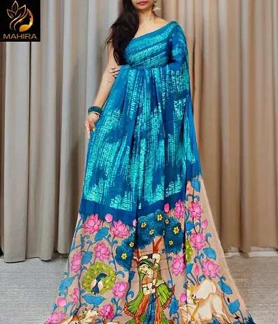 Fancy Silk Saree With Blouse Piece For Women