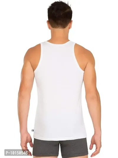 Jockey Men White Round Neck Sleeveless Plain/Solid Undershirt/Vest - Pack of 1 (8820-White)-thumb3