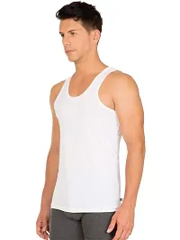 Jockey Men White Round Neck Sleeveless Plain/Solid Undershirt/Vest - Pack of 1 (8820-White)-thumb1