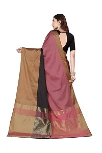 Stylish Cotton Silk Black  Saree with Blouse piece For Women-thumb1