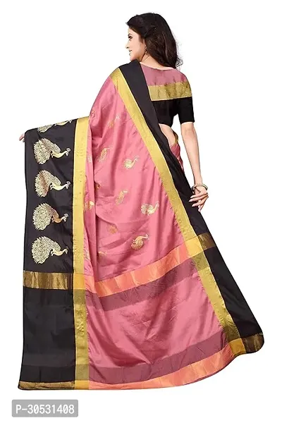 Stylish Cotton Silk Pink  Saree with Blouse piece For Women-thumb2