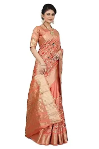 Stylish Cotton Silk Peach  Saree with Blouse piece For Women-thumb1