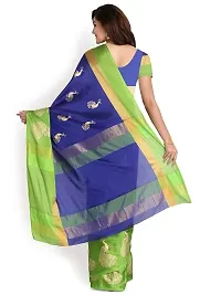 Stylish Cotton Silk Blue  Saree with Blouse piece For Women-thumb1