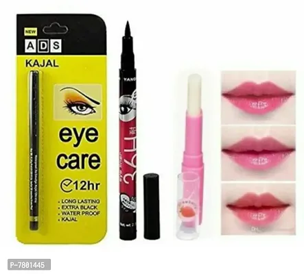 Absolute Kajal  Eyeliner With Pink Lipbalm Ads Kajal  36H Black Mascara Colorchange Lipbalm