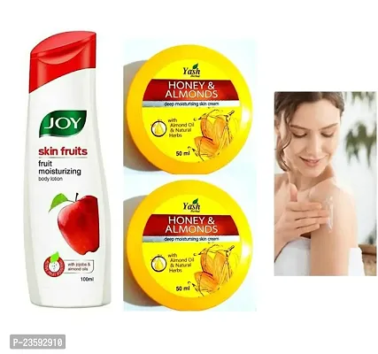 Body Lotion  Cream Skin Fruit Moisturizing Body Lotion 100ml With Honey  Almond Moisturishing Skin Cream 50ml (Pack of 3p) With Almond Oil  Natural Herbs