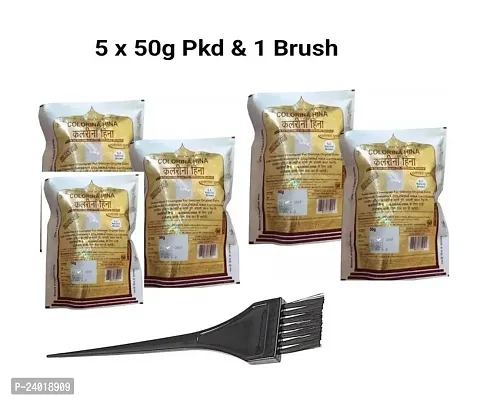Colorina Hina Herbal Hair Powder Mehandi 5 pkd 50gm With Dai Brush-thumb0