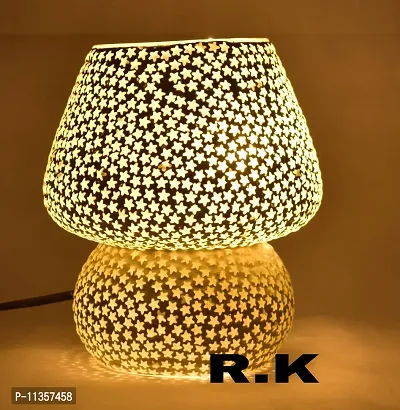 RK Lighting House Table Lamp, Mashroom , Dome Shapped B22 Holder Table lamp (White Star, 2)-thumb4