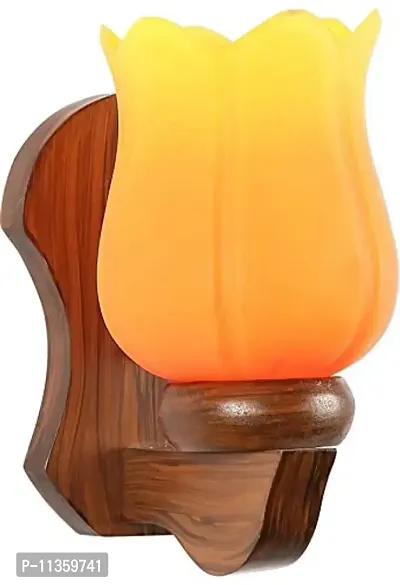 RK House Wooden Wall Light/Wall Hanging Lamp with E27 Holder From 5 To 80 Watt for Home Decoration (Orange)(Electric)-thumb0
