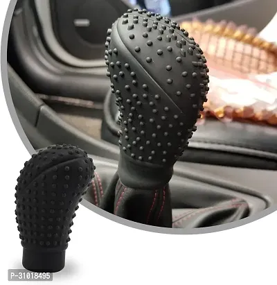 Car Gear Knob Protector Silicone Gear Shifter Cover for Anti-Scratch (Hockey) (Black)-thumb0