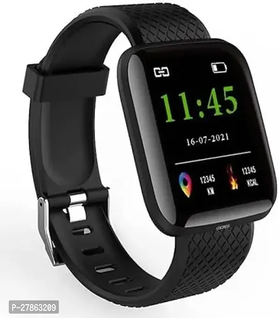 Stylish Black Id116 Smart Bracelet Watch It Supports Only Notification Smartwatch-thumb0
