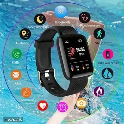 ID116  Smartband For All Smartphones Connected Smartwatches Smartwatch  (Black Strap, Free Size)-thumb0