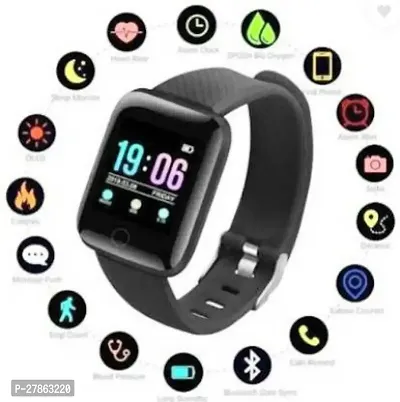 ID116plus Bluetooth smart wristband Smartwatch (Black Strap, Free size)-thumb0