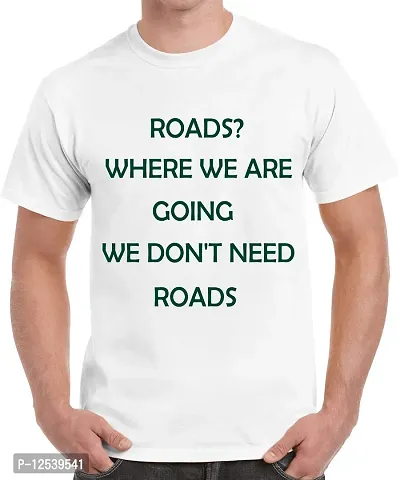 Caseria Men's Round Neck Cotton Half Sleeved T-Shirt with Printed Graphics - Roads Where WE are (White, XXL)