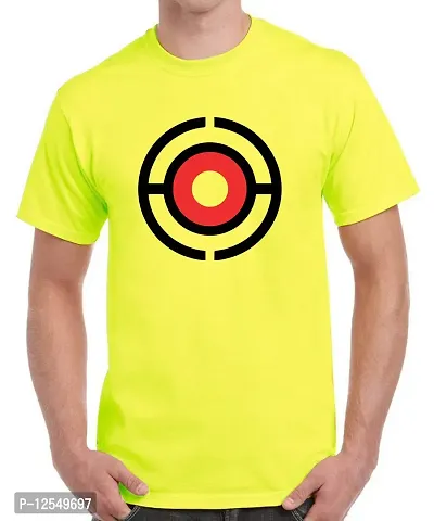 Caseria Men's Round Neck Cotton Half Sleeved T-Shirt with Printed Graphics - Ball Which Catch You (Lemon Yellow, L)-thumb0