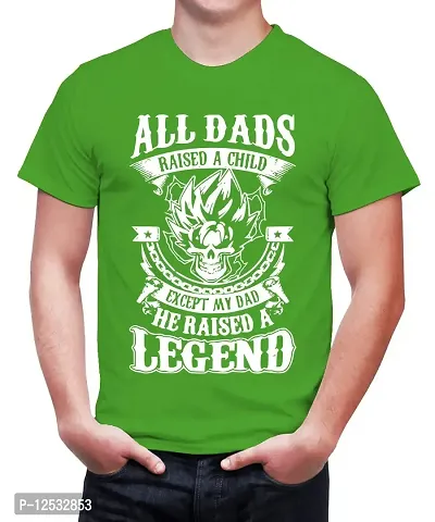 Caseria Men's Round Neck Cotton Half Sleeved T-Shirt with Printed Graphics - He Raised A Legend (Parrot Green, XL)