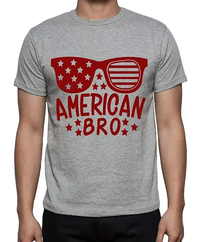 Caseria Men's Round Neck Half Sleeved T-Shirt with Graphics - American Bro