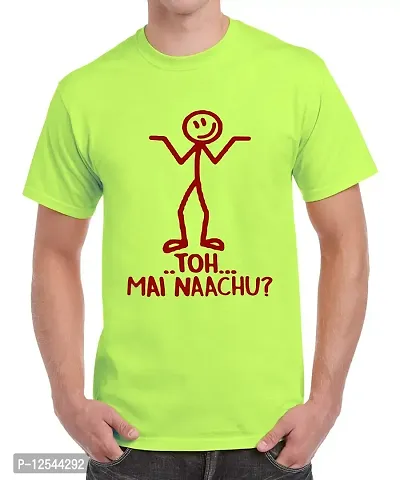 Caseria Men's Round Neck Cotton Half Sleeved T-Shirt with Printed Graphics - TOH MAI NAACHU (Liril Green, MD)